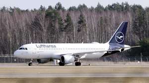 epa12844789 An aircraft D-AIQT Airbus A320-211 of Lufthansa takes off at the Riga International Airport (RIX), in Riga, Latvia, 23 March 2026. Riga Airport is a fast-growing Northern European air traffic hub, connecting the Baltic countries with European business centres and popular holiday destinations. By joining the Net Zero 2050 initiative, Riga Airport has committed to achieving climate neutrality by 2050.  EPA/TOMS KALNINS
