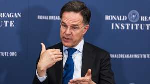 epaselect epa12878107 Secretary General of NATO Mark Rutte speaks at the Reagan Center in Washington, DC, USA, 09 April 2026. US President Trump criticized NATO member countries' response to the US-Israeli war against Iran during a meeting with the alliance's chief on 08 April.  EPA/JIM LO SCALZO