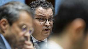 O ministro de Estado e das Finanças, Joaquim Miranda Sarmento, durante a sua audição na Comissão de Orçamento, Finanças e Administração Pública, na Assembleia da República, em Lisboa, 31 de março de 2026. JOSÉ SENA GOULÃO/LUSA