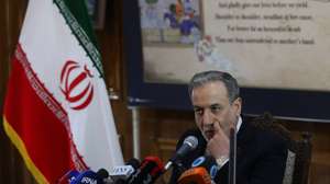 epa12960097 Iran's Foreign Minister Abbas Araghchi addresses a press conference after attending the BRICS Foreign Ministers' Meeting, at the Embassy of the Islamic Republic of Iran in New Delhi, India, 15 May 2026.  EPA/RAJAT GUPTA