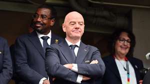 epa13086588 FIFA President Gianni Infantino during the FIFA World Cup 2026 Round of 16 match Canada against Morocco, in Houston, USA, 04 July 2026.  EPA/SAM WASSON