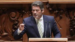 The leader of Chega, Andre ventura, speaks during the plenary session to discuss and vote on the motion of no confidence tabled by Chega against the Government, at the Assembly of the Republic in Lisbon, Portugal, 8th September 2026. TIAGO PETINGA/LUSA