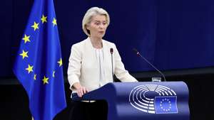 epa13243264 European Commission President, Ursula von der Leyen speaks during a debate on 'State of the Union' at the European Parliament in Strasbourg, France, 16 September 2026. The current plenary session runs from 14 until 17 September 2026.  EPA/RONALD WITTEK
