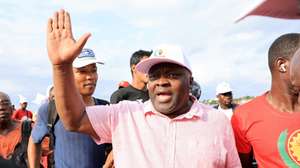 The Movement for the Liberation of Sao Tome and Principe – Social Democratic Party (MLSTP-PSD) leader Americo Barros (C) during a rally to celebrate the results of the legislative elections in Sao Tome city, in Sao Tome and Principe, 28 September 2026. Barros announced that the opposition MLSTP-PSD secured over 26 seats, nearing an absolute majority in the 55-seat National Assembly. ESTELA SILVA/LUSA