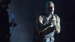 epa06074671 German singer Till Lindemann of the industrial metal band Rammstein perfoms on stage during their concert at the Resurrection Fest music festival in Viveiro, Galicia, northern Spain, 07 July 2017. The festival runs from 05 to 08 July.  EPA/ELISEO TRIGO