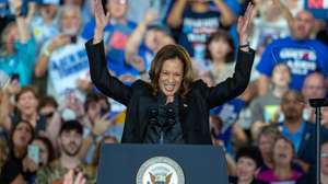 epaselect epa11603060 US Vice President and Democratic presidential candidate Kamala Harris speaks during a campaign rally at McHale Hall at Wilkes University, in Wilkes-Barre, Pennsylvania, USA, 13 September 2024. Harris is facing former US President and Republican presidential candidate Donald Trump.  EPA/DAVID MUSE