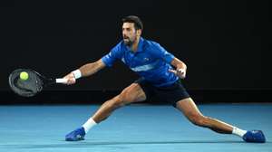 epa11821857 Novak Djokovic of Serbia in action during his round 1 match against Nishesh Basavareddy of USA at the 2025 Australian Open in Melbourne, Australia, 13 January 2025.  EPA/JOEL CARRETT AUSTRALIA AND NEW ZEALAND OUT