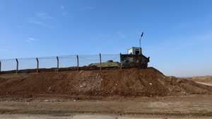 epa12685198 A security fence at Al-Qamishli airbase, northeast Syria, 27 January 2026. According to the Britain-based war monitor Syrian Observatory for Human Rights (SOHR) the Russian forces started to partially transport military and logistical equipment from their positions in Al-Qamishli to the military airbase in Latakia countryside.  EPA/AHMED MARDINLI