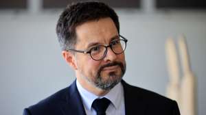 Thierry Ligonnière, presidente da Comissão executiva da ANA Aeroportos de Portugal, durante a cerimónia de assinatura do contrato "Reforço da pista do Aeroporto do Porto", na Maia, 27 de maio 2024. ESTELA SILVA/LUSA
