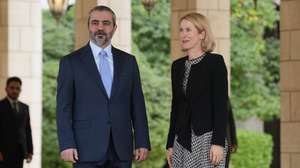 epa13270755 Syrian Foreign Minister Asaad al-Shaibani (L) welcomes High Representative of the European Union for Foreign Affairs and Security Policy Kaja Kallas (R) at the Tishreen Palace in Damascus, Syria, 29 September 2026. The diplomatic meeting focused on bilateral relations, regional stability, and humanitarian assistance.  EPA/MOHAMMED AL RIFAI