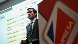 O CEO da Impresa, Francisco Pedro Balsemão, fala durante a divulgação das contas anuais de 2018 daquele grupo multimédia, na sede do Grupo Impresa, em Oeiras, 28 de fevereiro de 2019.  MANUEL DE ALMEIDA/LUSA