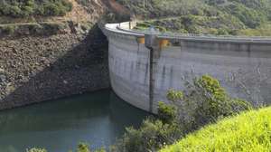 A barragem de Odeáxere (Bravura), é uma barragem do barlavento Algarvio que se encontra em niveis mínimos de água devido à falta de chuva, Lagos, 27 de janeiro de 2022. (ACOMPANHA TEXTO DA LUSA DO DIA 02 DE FEVEREIRO DE 2022). LUÍS FORRA/LUSA