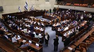 epa13109192 Knesset members vote on the Basic Law proposal, 'Torah Study,' at the Knesset, Israel's parliament, in Jerusalem, 13 July 2026.  EPA/ABIR SULTAN