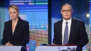 epa11270100 French Marion Marechal Le Pen (L) of the far-right &#039;Reconquete&#039; party and French Fabrice Leggeri (R), former head of the EU border agency Frontex and candidate for  France&#039;s far-right National Rally, during a TV show on the sideline of a EU Parliament plenary session in Brussels, Belgium, 10 April  2024. Migration and Asylum pack will be the main topics of the session. The EU wants to reform its immigration rules but MEPs may reject the pact at the session.  EPA/OLIVIER HOSLET