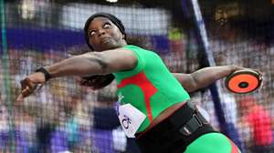 epa11520097 Liliana Ca of Portugal competes in the Women Discus Throw qualification in the Paris 2024 Olympic Games, at the Stade de France stadium in Saint Denis, France, 02 August 2024.  EPA/CHRISTIAN BRUNA