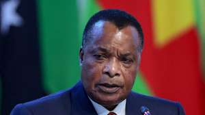 epa10773526 A handout photo made available by TASS Host Photo Agency shows Republic of the Congo's President Denis Sassou Nguesso addressing a plenary session during the Second Summit 'Russia-Africa' Economic and Humanitarian Forum in St.Petersburg, Russia, 28 July 2023. The Second Summit Economic and Humanitarian Forum 'Russia-Africa' takes place from 27 July to 28 at the Expoforum congress-exhibition center in St.Petersburg.  EPA/DONAT SOROKIN / TASS HOST PHOTO AGENCY/ HANDOUT --MANDATORY CREDIT-- HANDOUT EDITORIAL USE ONLY/NO SALES HANDOUT EDITORIAL USE ONLY/NO SALES