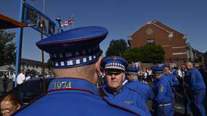 epa13108243 Band members and members of the Orange Order prepare to parade on the streets in Belfast, Northern Ireland, Britain 13 July 2026.  The annual Twelfth of July celebrations in Northern Ireland mark the protestant King William of Orange’s victory over the Catholic King James in 1690 at the Battle of the Boyne. The march usually takes place on the 12 July but is being held a day late as the 12 July fell on a Sunday.  EPA/MARK MARLOW