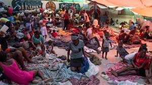 epa10508463 A shelter where there are more than 1,200 people, the majority are girls and older women, due to clashes between armed gangs in Port-au-Prince, Haiti, 07 March 2023. The situation has deteriorated even more in Haiti due to the resumption of violence between armed gangs that fight to control the territory of a country plunged into chaos and where murders, kidnappings and rapes have become commonplace.  EPA/Johnson Sabin