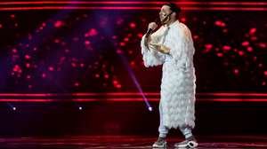 O artista Conan Osíris, com a canção “Telemóveis”, vai representar Portugal no Festival Eurovisão 2019, em maio, em Israel, depois deontem à noite ter vencido a final da 53ª edição do Festival da Canção, realizada em Portimão, no Algarve, 03 de março de 2019. PEDRO PINA/RTP/LUSA.