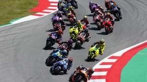 epa12967498 Spanish Moto GP rider Pedro Acosta (front) of Red Bull KTM Factory team leads the Moto GP race of the Grand Prix of Catalonia at the Circuit de Barcelona-Catalunya racetrack in Montmelo, Barcelona, Spain, 17 May 2026.  EPA/Alejandro Garcia