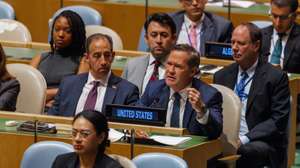 epa13337096 United State representative to the United Nations Michael Waltz (C) speaks during the annual debate on the US economic embargo on Cuba at UN Headquarters in New York, New York, USA, 28 October 2026.  The United Nations General Assembly voted in favor of the annual draft resolution calling for the lifting of the US commercial and financial blockade of Cuba.  EPA/OLGA FEDOROVA