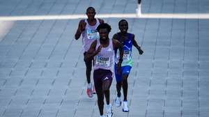 epa12786028 Ethiopia’s Tadese Takele (C), Kenya’s Geoffrey Toroitich (R) and Kenya’s Alexander Mutiso (L) compete in the men's category of the Tokyo Marathon in Tokyo, Japan, 01 March 2026. Some 39,000 runners participate in the Tokyo Marathon, one of the six races in the World Marathon Majors (WMM).  EPA/Jia Haocheng / POOL