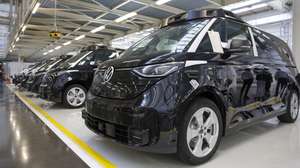 epa12794186 Multiple VW ID. Buzz AD vehicles at the Volkswagen commercial vehicle electric car factory in Hanover, 04 March 2026. The Volkswagen Commercial Vehicles plant in Hannover manufactures light commercial vehicles such as the Transporter, Multivan, and the fully electric ID. Buzz and ID. Buzz AD.  EPA/CHRISTOPHER NEUNDORF