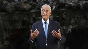 O Presidente da República, Marcelo Rebelo de Sousa, discursa durante o início da Festa do Livro de Belém realizada para promover obras e autores de língua portuguesa no Palácio de Belém, Lisboa, 31 de agosto de 2023. MANUEL DE ALMEIDA/LUSA