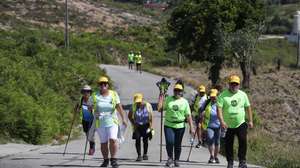 Peregrinos a pé caminham em direção ao santuário de Fátima para as celebrações religiosas de 12 e 13 de maio, Leiria, 10 de maio de 2024. PAULO CUNHA/LUSA