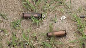 epa09131133 Spent AK rifle capsules in the street of Palma, Cabo Delgado, Mozambique, 12 April 2021. The violence unleashed more than three years ago in Cabo Delgado province escalated again about two weeks ago, when armed groups first attacked the town of Palma.  EPA/JOAO RELVAS