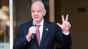 epa13268933 FIFA President Gianni Infantino speaks during the opening of new offices at the Latvian Football Association  in Riga, Latvia, 28 September 2026. During his visit to Latvia, Gianni Infantino met Latvian officials and discussed Latvia's long-term plan to bid for hosting the FIFA U-20 World Cup together with Ukraine in the future, the development of football infrastructure, and the economic impact of major international sports events on Latvia.  EPA/TOMS KALNINS