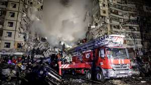 epa11910101 (FILE) - Rescue team work among the rubble of a damaged residential building hit by shelling in Dnipro, southeastern Ukraine, 14 January 2023 (reissued 20 February 2025). The war in Ukraine, which began with Russia's full-scale invasion in 2022, reaches its third anniversary on 24 February 2025. The conflict has caused widespread destruction and a humanitarian crisis.  EPA/STR