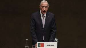 O Presidente da República de Portugal, Marcelo Rebelo de Sousa intervém na sessão comemorativa do 50º aniversário do 25 de abril de 1974, com os Chefes de Estado irmãos, cuja independência esteve ligada do 25 de abril em Lisboa, 25 de abril de 2024. MIGUEL A. LOPES/LUSA