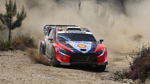 epa12106800 Ott Tanak of Estonia drives his Hyundai i20 N Rally 1 during the WRC Rally de Portugal 2025 in Arganil, Portugal, 16 May 2025.  EPA/PAULO NOVAIS