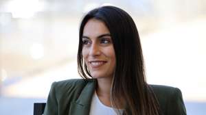 Rita Matias, coordenadora da direção nacional da Juventude do Chega, durante o almoço/comício de encerramento da IV Academia Política, em São Pedro do Sul, 15 de setembro de 2024. ESTELA SILVA/LUSA