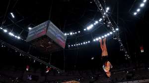 epa12466374 Filipe Almeida of Portugal performs in the Men's Vault at the FIG Artistic Gymnastics World Championships 2025 in Jakarta, Indonesia, 20 October 2025.  EPA/MAST IRHAM