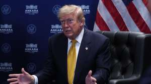 epa13097295 US President Donald Trump speaks during a meeting with NATO Secretary General Mark Rutte (not pictured) on the sidelines of the NATO summit in Ankara, Turkey, 08 July 2026. The NATO Summit takes place from 07-08 July.  EPA/FILIP SINGER / POOL