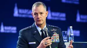 epa13298553 Supreme Allied Commander Europe (SACEUR), General Alexus Grynkewich, during his speech titled 'Theory of Victory: How Do We Achieve Military Success Against Russia in Deterrence and Defense?' at the Warsaw Security Forum in Warsaw, Poland, 12 October 2026. The two-day Warsaw Security Forum, attended by representatives from the worlds of politics, the military, diplomacy, the defense industry, and expert communities from 90 countries, is organized by the Casimir Pulaski Foundation.  EPA/Radek Pietruszka POLAND OUT
