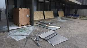 A passagem da depressão Kristin na Figueira da Foz fez causou destruição no Hospital Distrital da Figueira da Foz, na Figueira da Foz, 28 de janeiro de 2026. PAULO NOVAIS / LUSA