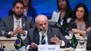 epa11494289 The President of Brazil, Luiz Inacio Lula da Silva, speaks during the opening of the Global Alliance against Hunger and Poverty meeting at the G20 Brazil 2024, held at the headquarters of the NGO Acao da Cidadania in Rio de Janeiro, Brazil, 24 July 2024. Lula da Silva introduced the Global Alliance against Hunger and Poverty and expressed regret that hunger continues to be the most challenging issue for humanity in the 21st century.  EPA/ANDRE COELHO