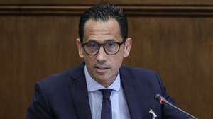 O presidente da Liga Portuguesa de Futebol Profissional (LPFP), Pedro Proença, durante a sua audição perante a Comissão de Cultura, Comunicação, Juventude e Desporto na Assembleia da República, em Lisboa, 10 de maio de 2023. ANTÓNIO COTRIM/LUSA