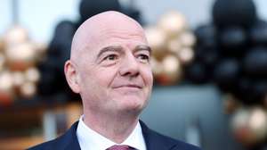 epa13268935 FIFA President Gianni Infantino looks on during the opening of new offices at the Latvian Football Association  in Riga, Latvia, 28 September 2026. During his visit to Latvia, Gianni Infantino met Latvian officials and discussed Latvia's long-term plan to bid for hosting the FIFA U-20 World Cup together with Ukraine in the future, the development of football infrastructure, and the economic impact of major international sports events on Latvia.  EPA/TOMS KALNINS