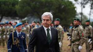 O ministro da Defesa Nacional, Nuno Melo, participa na comemoração do 639.º aniversário da Batalha de Aljubarrota, Porto de Mós, 14 de agosto de 2024. PAULO CUNHA/LUSA