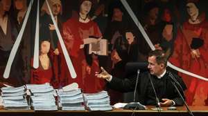 The judge Ivo Rosa during the instructional decision session of the high-profile corruption case known as Operation Marques, which involves the Portugal&#039;s former Prime Minister Jose Socrates,  at the Justice Campus in Lisbon, Portugal, 9 April 2021. Operation Marques has 28 defendants - 19 people and 9 companies - including former Prime Minister Jose Socrates, banker Ricardo Salgado, businessman and friend of Socrates Carlos Santos Silva and senior staff of Portugal Telecom and is related to crimes of corruption, active and passive, money laundering, document forgery and tax fraud. MARIO CRUZ/POOL/LUSA