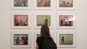 Exposição "João Abel Manta: A Máquina de Imagens" do arquiteto, ilustrador, cartoonista e pintor, que irá estar aberta ao público a partir de dia 06 de outubro, na Fundação D. Luís I , no Palácio Cidadela de Cascais, 4 de outubro de 2021. MANUEL DE ALMEIDA/LUSA