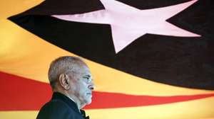 O novo Presidente de Timor-Leste, José Ramos-Horta, durante as comemorações do 20.º aniversário da Restauração da Independência, em Dili, Timor-Leste, 20 de maio de 2022. ANTÓNIO COTRIM/LUSA