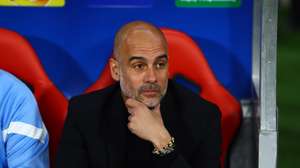 epa10684029 Manchester City manager Pep Guardiola on the bench during the UEFA Champions League Final soccer match between Manchester City and Inter Milan, in Istanbul, Turkey, 10 June 2023.  EPA/SEDAT SUNA