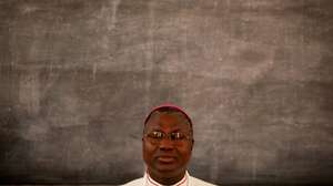 Assistant Bishop of Bissau, Don Jose Lampra Ca, during a press conference held at the Bishopcourt in Bissau, presenting the position of the Catholic Church from Guinea Bissau regarding the current political situation 17 April 2012. On Thursday evening a group of Guinean military attacked the residence of Prime Minister and presidential candidate, Carlos Gomes Junior, arresting him and the President, Raimundo Pereira and held various strategic points in the capital of Guinea-Bissau. The action was justified by a self-Military Command, with no clear identification of who is in charge, still all the main generals of the Guinean Army have been seen arriving and leaving the meeting places, for that reason at this point the belief is that the coup d'etat is actually done by the Guinean Bissau Army and not by any particular faction or group. These events preceded the beginning of the campaign for the second round of the presidential election scheduled for April 29. ANDRE KOSTERS/LUSA