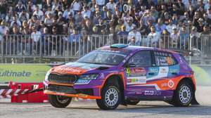 Armindo Araújo of Portugal, drives his Skoda Fabia RS during the SS1-Figueira da Foz of the Rally Portugal 2024 as part of the World Rally Championship (WRC) in Figueira da Foz, Portugal, 9 May 2024. PAULO NOVAIS/LUSA