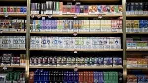 epa10730219 Materials for use in electronic smoking devices are displayed at a popular vape, e-liquid, and disposable gadget store in Caracas, Venezuela, 30 June 2023 (issued 06 July 2023). The order of the Venezuelan president Nicolas Maduro to evaluate the possibility of banning the sale of electronic cigarettes aroused the concern of sellers, who defend their use without opposing its regulation, and the expectations of the health sector, which supports the proposal for considering it preventive. The Pan American Health Organization (PAHO) stated that 'electronic cigarettes are the most common form of electronic nicotine delivery systems,' and that they 'threaten to upend decades of the fight against smoking.'  EPA/MIGUEL GUTIERREZ